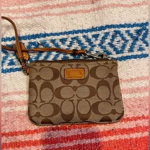 Coach Signature Zip Wristlet in Khaki